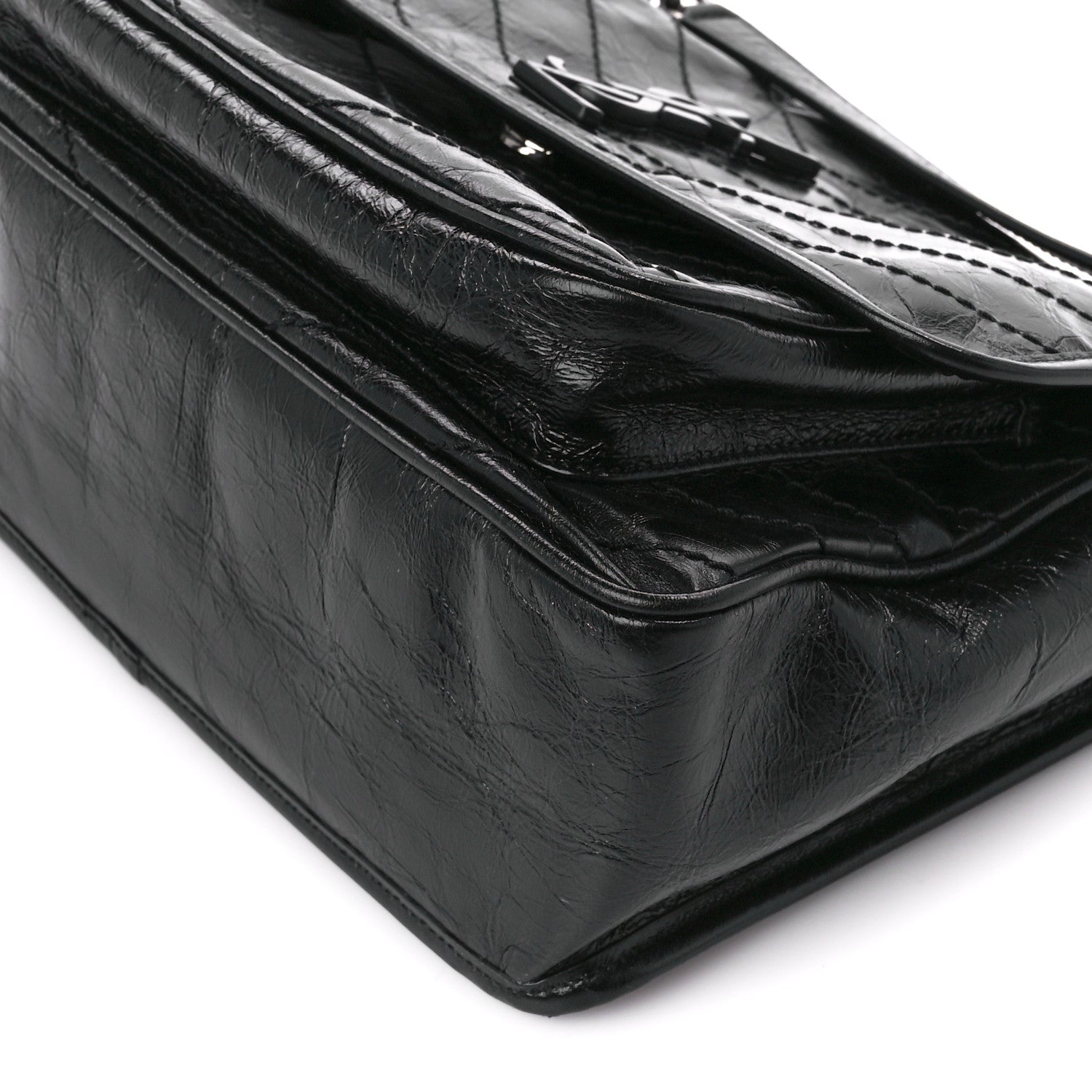 Saint Laurent Crinkled Calfskin Matelasse Monogram Medium Niki Chain Satchel Black 11 of 11