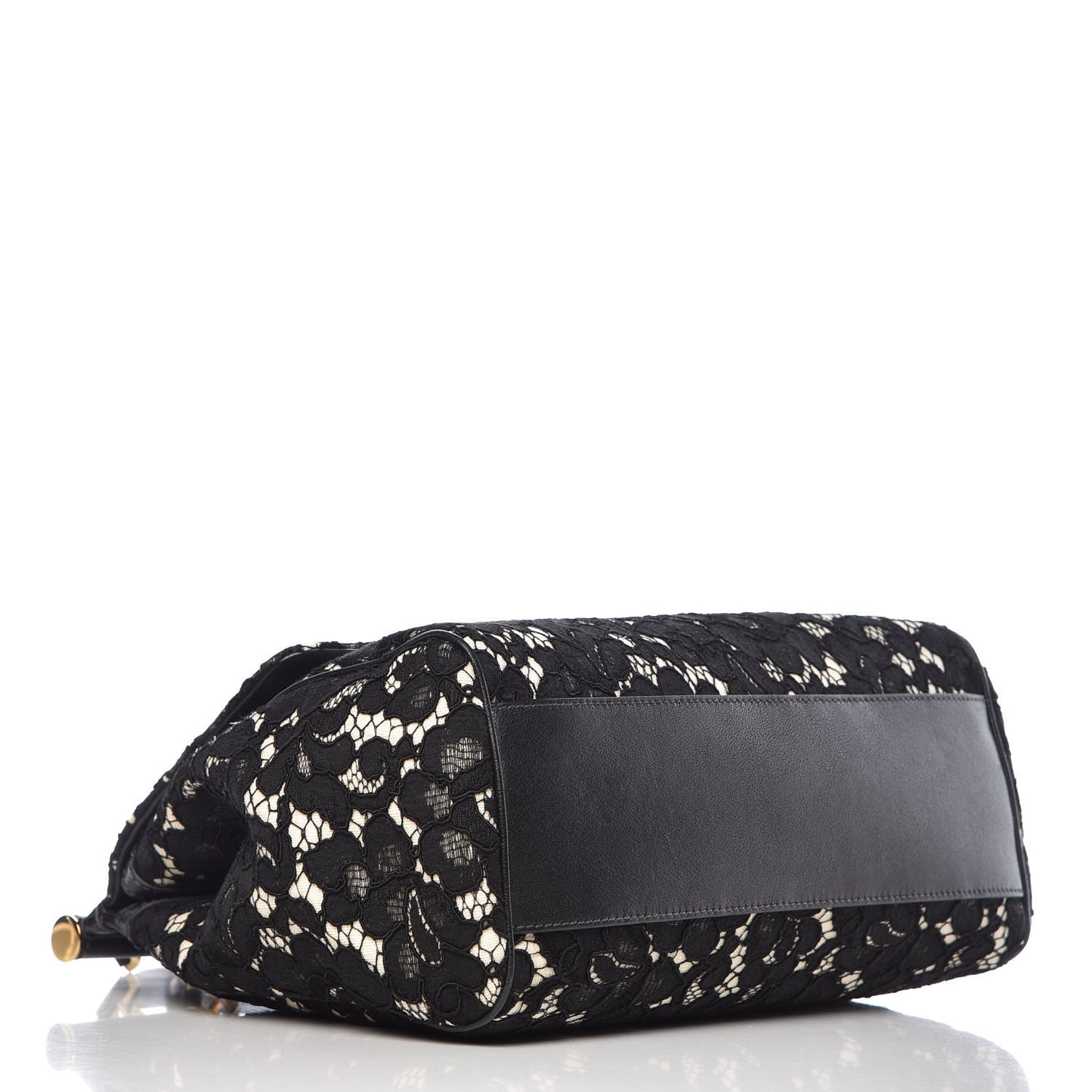 Calfskin Lace Large Miss Sicily Satchel Black