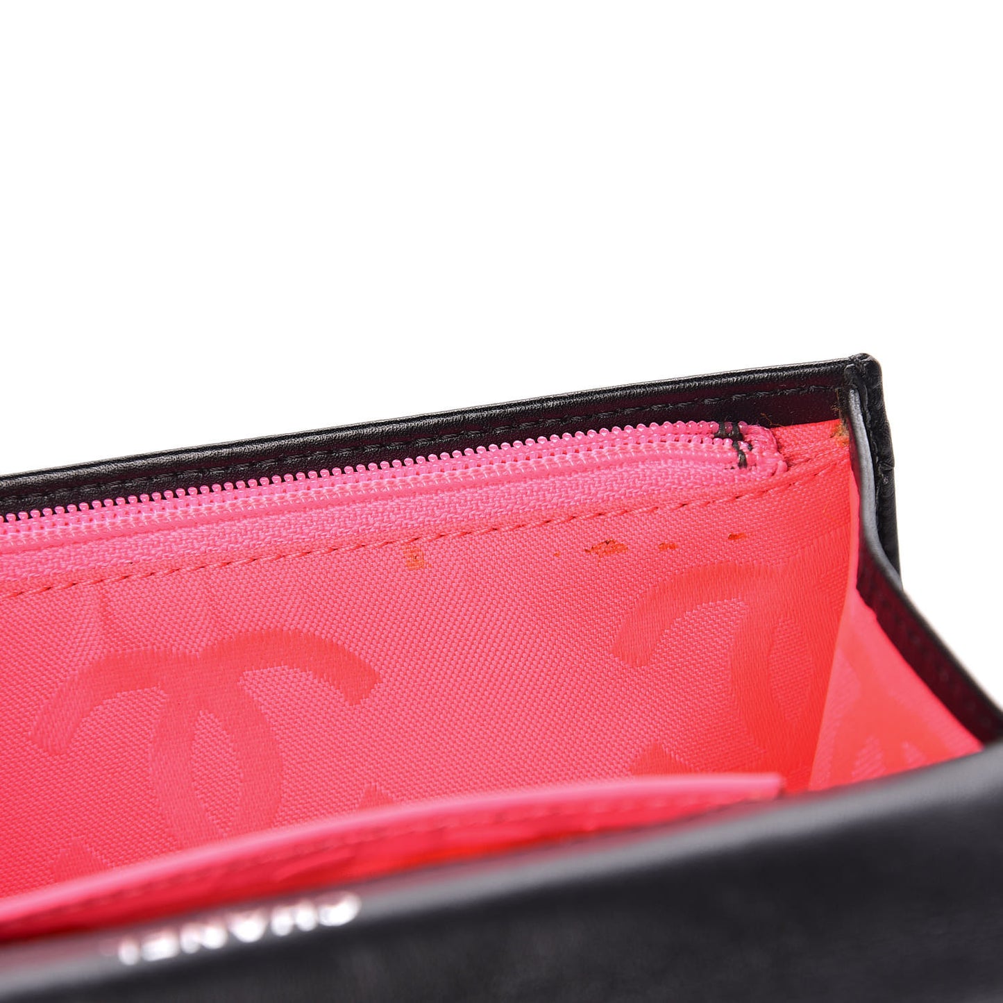 Calfskin Quilted Cambon Flap Wallet Black