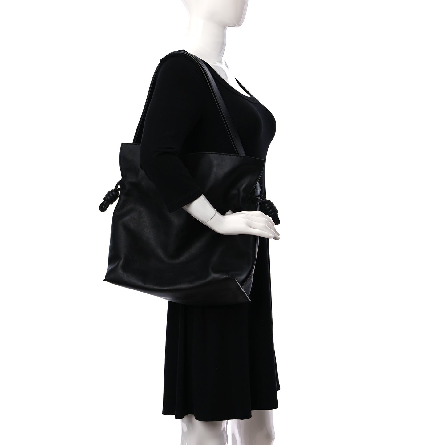 Calfskin Flamenco Knot Bag Black