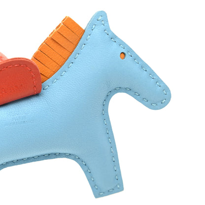 Hermes Milo Lambskin Grigri Rodeo Horse Bag Charm PM Celeste Naturel Bouton D'Or Cornaline 3 of 6