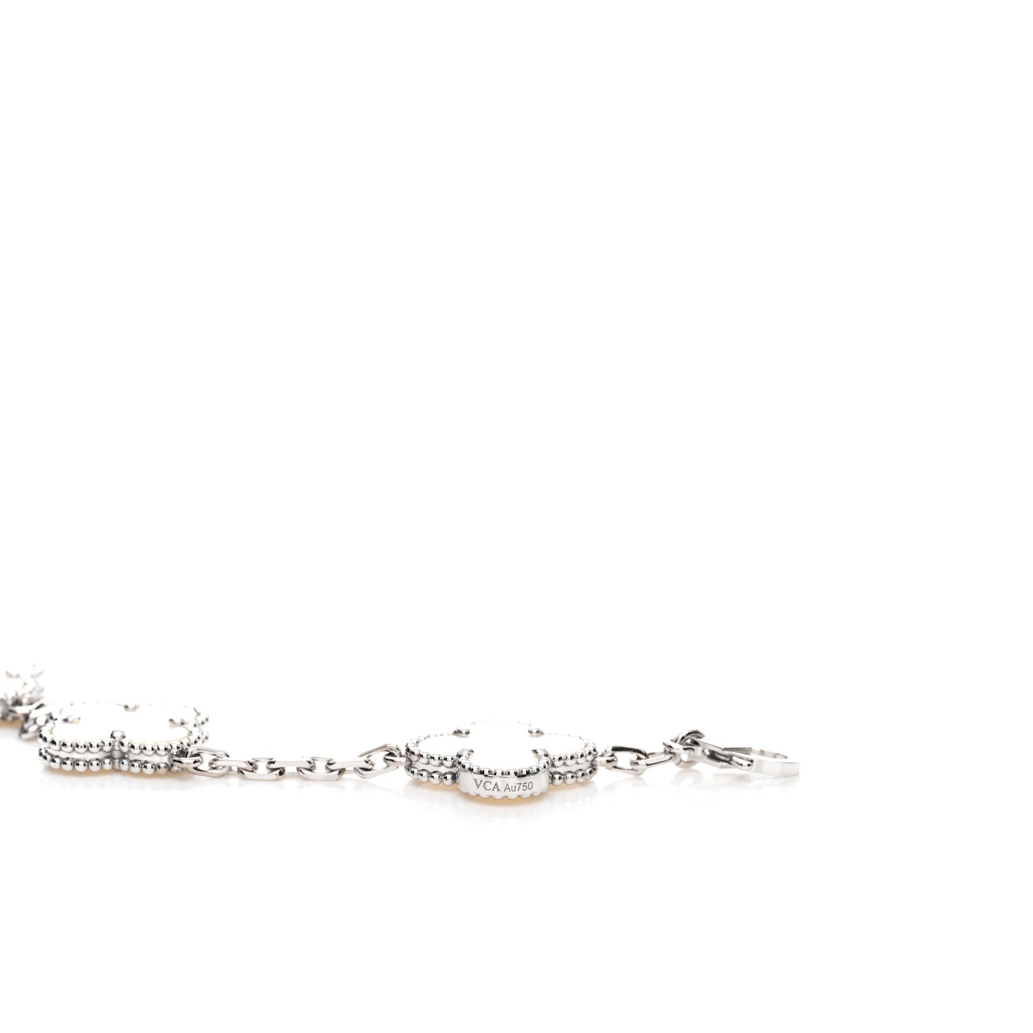 Van Cleef & Arpels 18K White Gold Mother of Pearl 5 Motifs Vintage Alhambra Bracelet 4 of 5