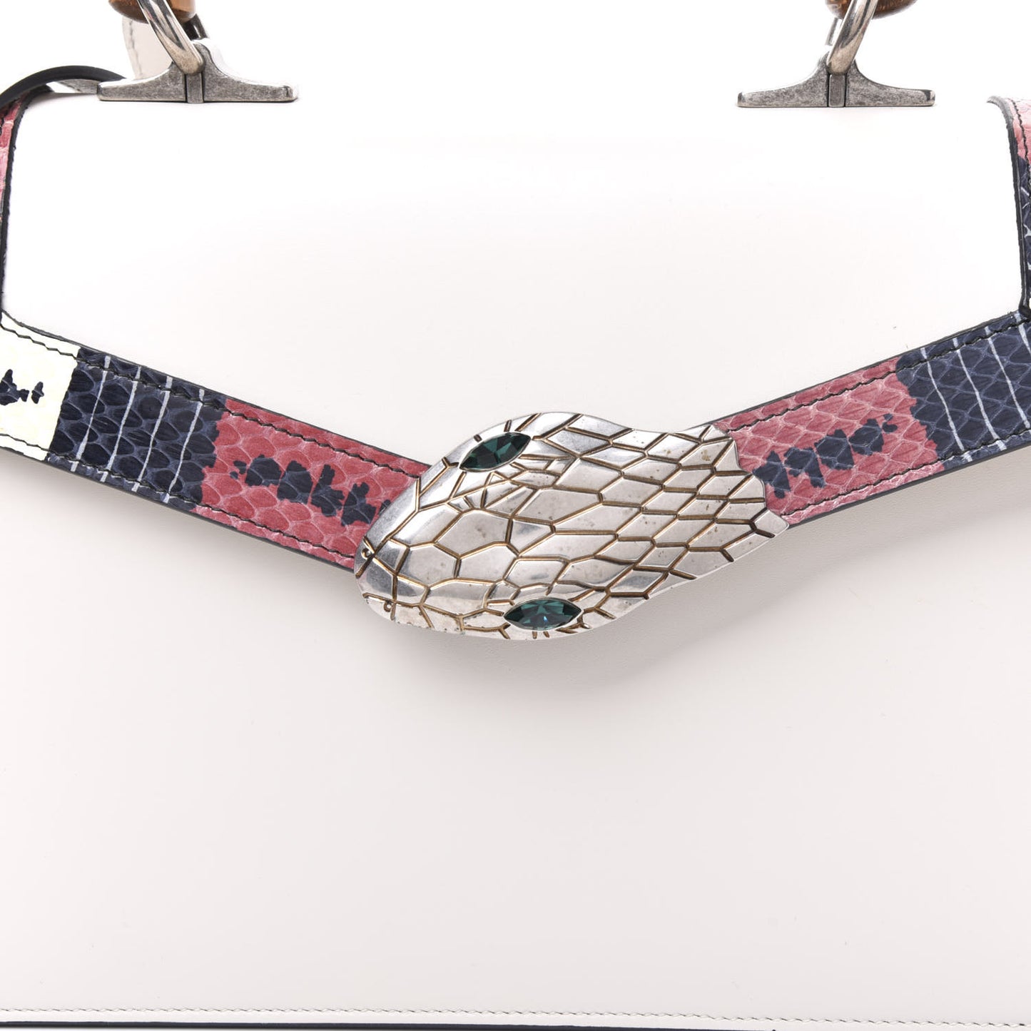 Calfskin Snakeskin Small Lilith Top Handle Bag White