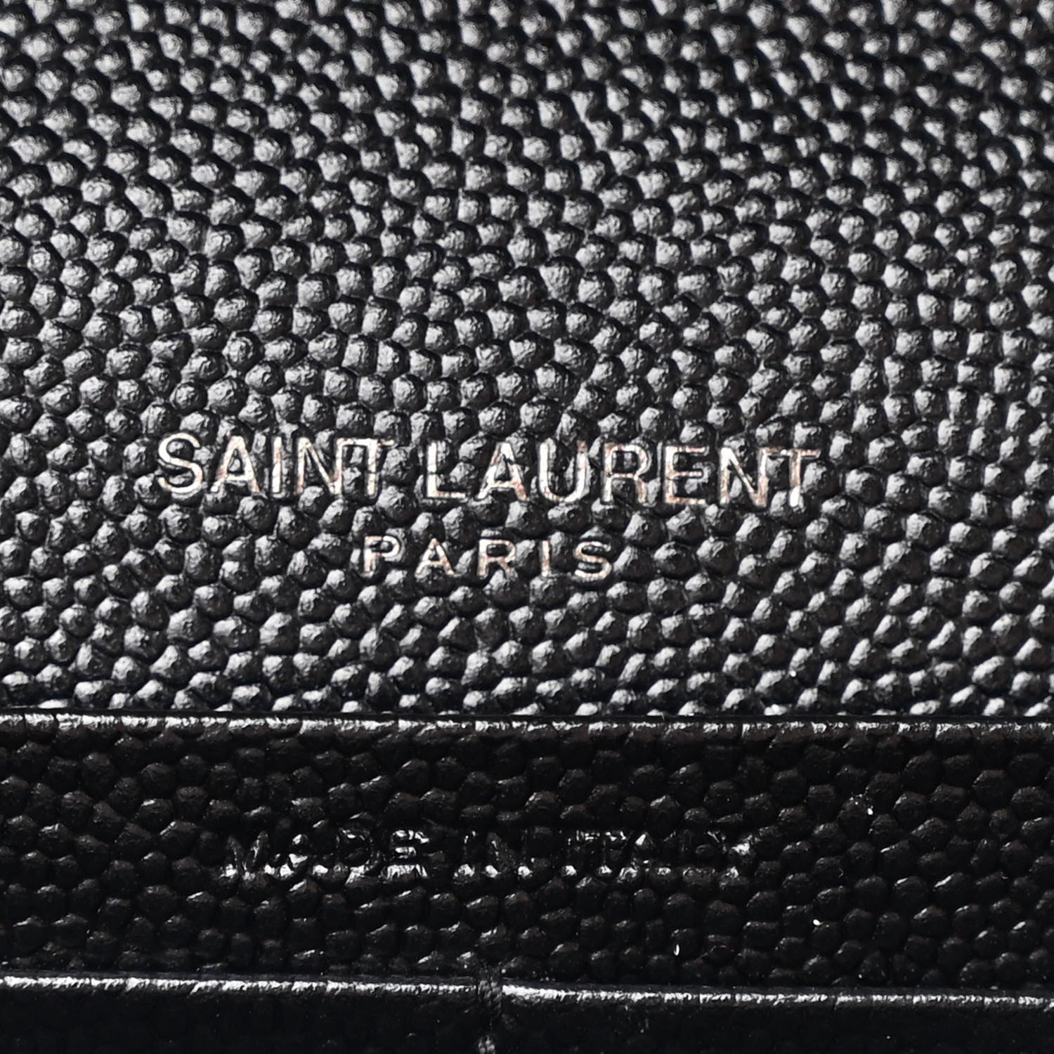 Saint Laurent Grain De Poudre Matelasse Chevron Monogram Monochrome Chain Wallet Black 6 of 11
