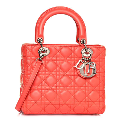 Christian Dior Lambskin Cannage Medium Lady Dior Coral 1 of 11