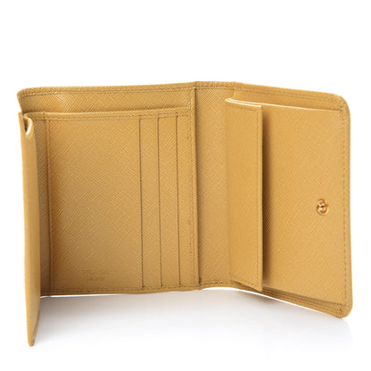 Prada Saffiano Metal Tri-Fold Wallet Ginestra 5 of 10