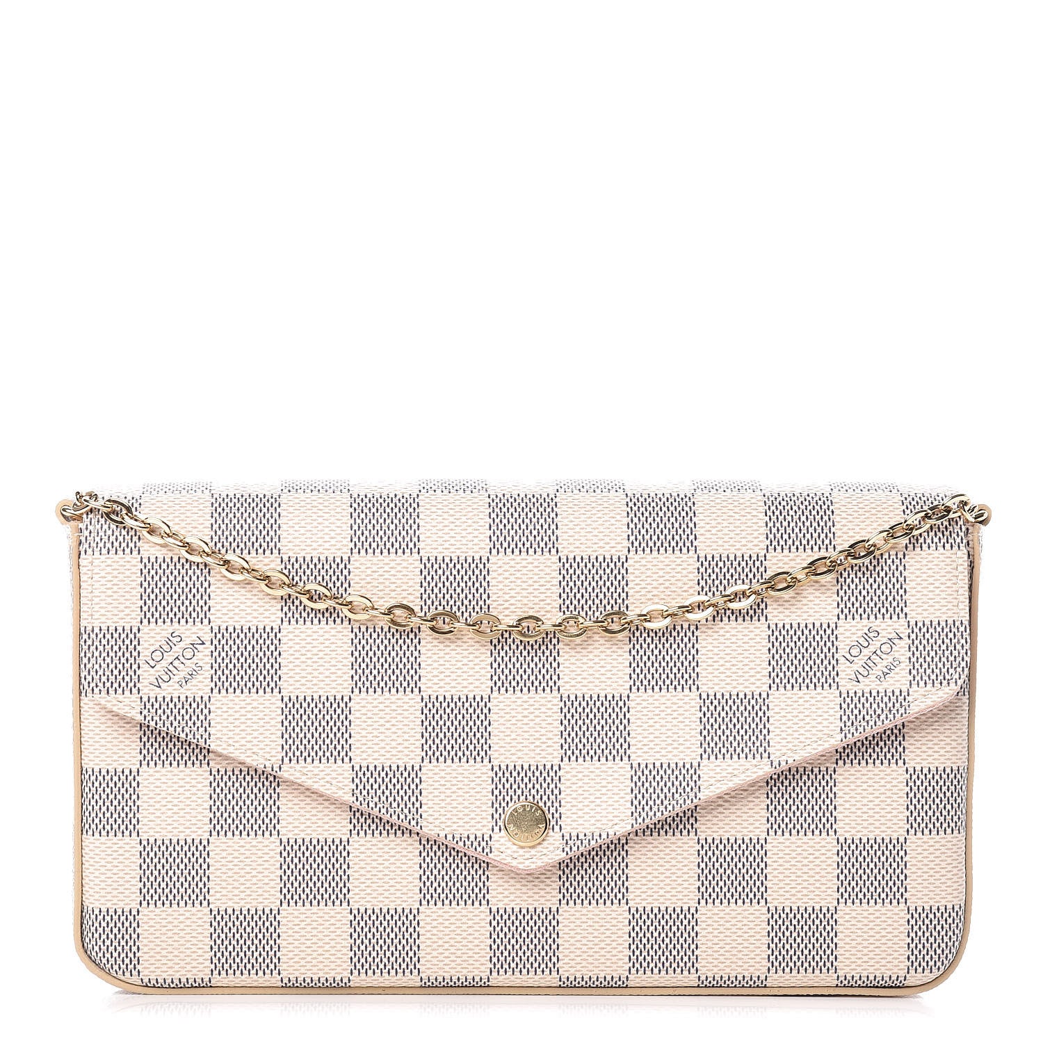 Louis Vuitton Damier Azur Pochette Felicie Chain Wallet Rose Ballerine 1 of 12