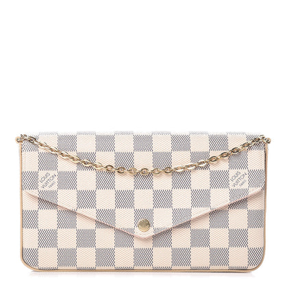 Louis Vuitton Damier Azur Pochette Felicie Chain Wallet Rose Ballerine 1 of 12