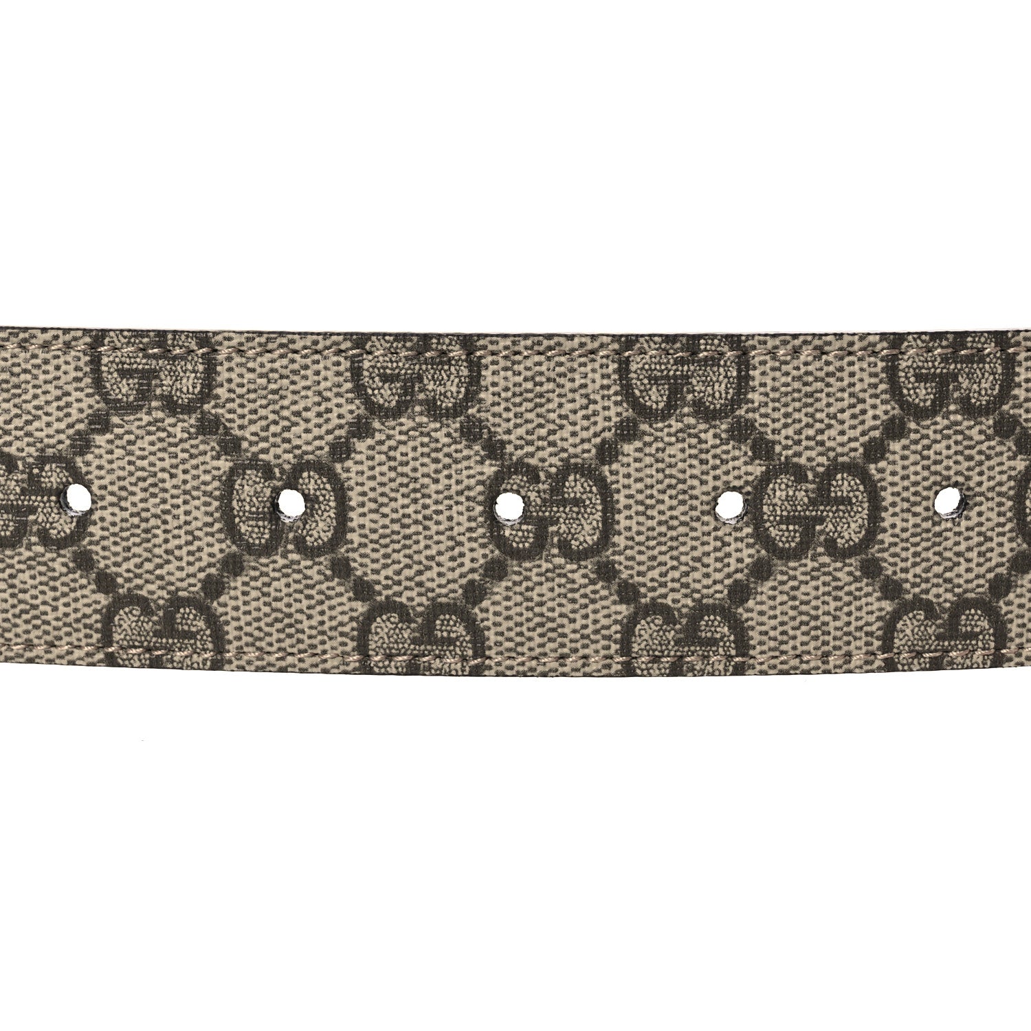 Gucci GG Supreme Monogram Plutone Calfskin Enamel Double G 40mm Belt 80 32 Beige Ebony Camelia 3 of 7