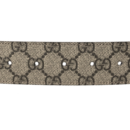 Gucci GG Supreme Monogram Plutone Calfskin Enamel Double G 40mm Belt 80 32 Beige Ebony Camelia 3 of 7