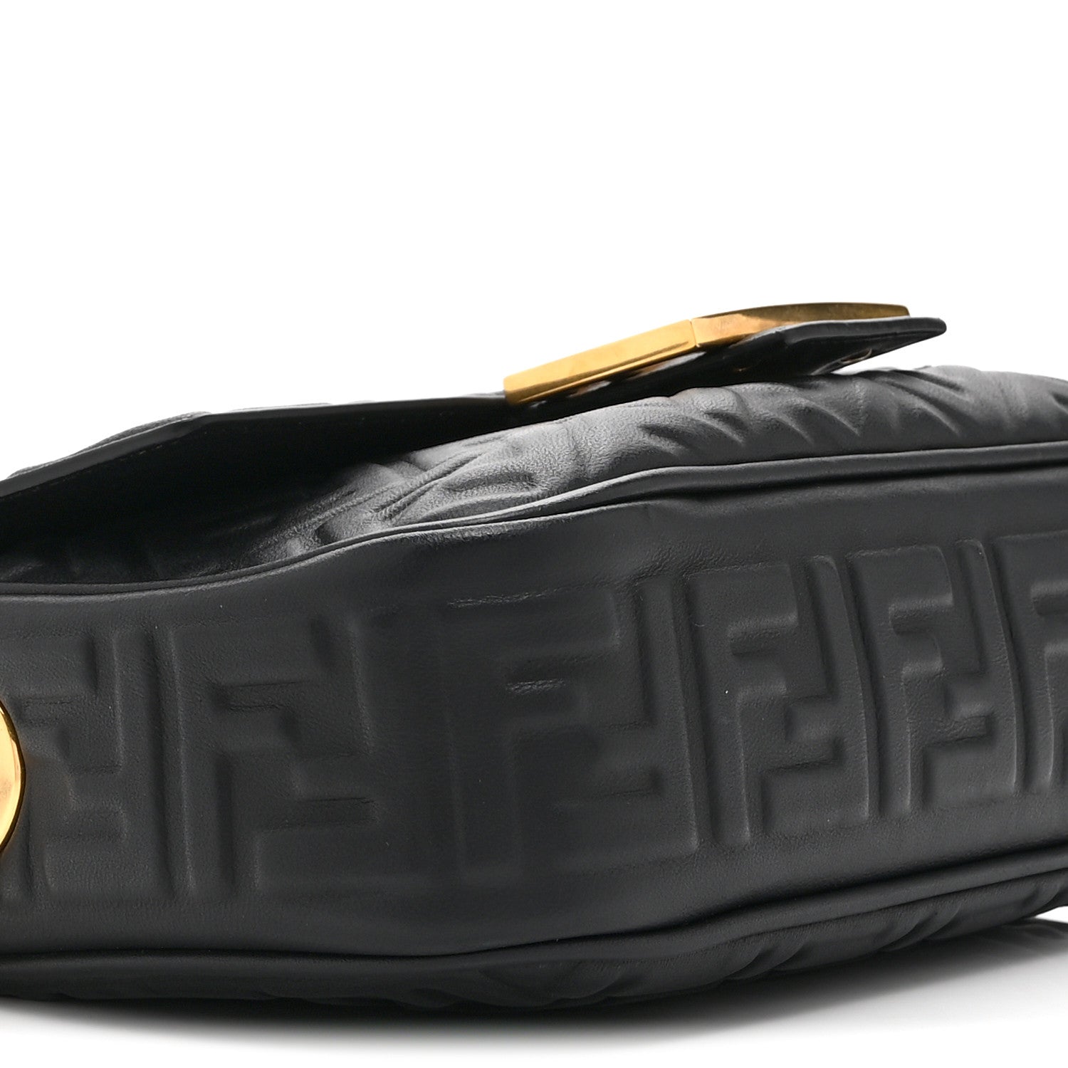 Fendi Nappa Small FF Embossed Mid Chain Baguette Black 9 of 10