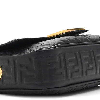Fendi Nappa Small FF Embossed Mid Chain Baguette Black 9 of 10