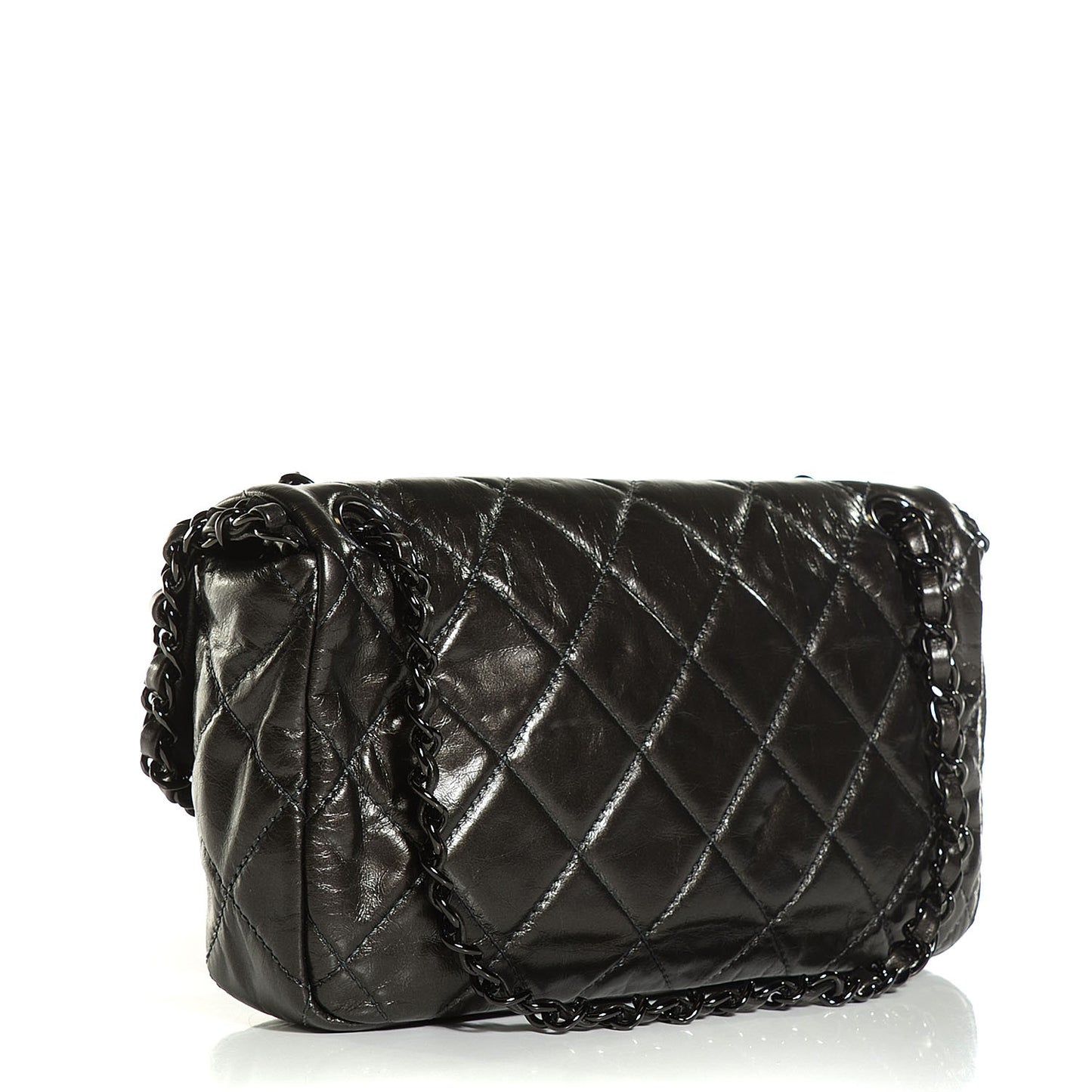 Calfskin Quilted Medium Chain Me Flap So Black
