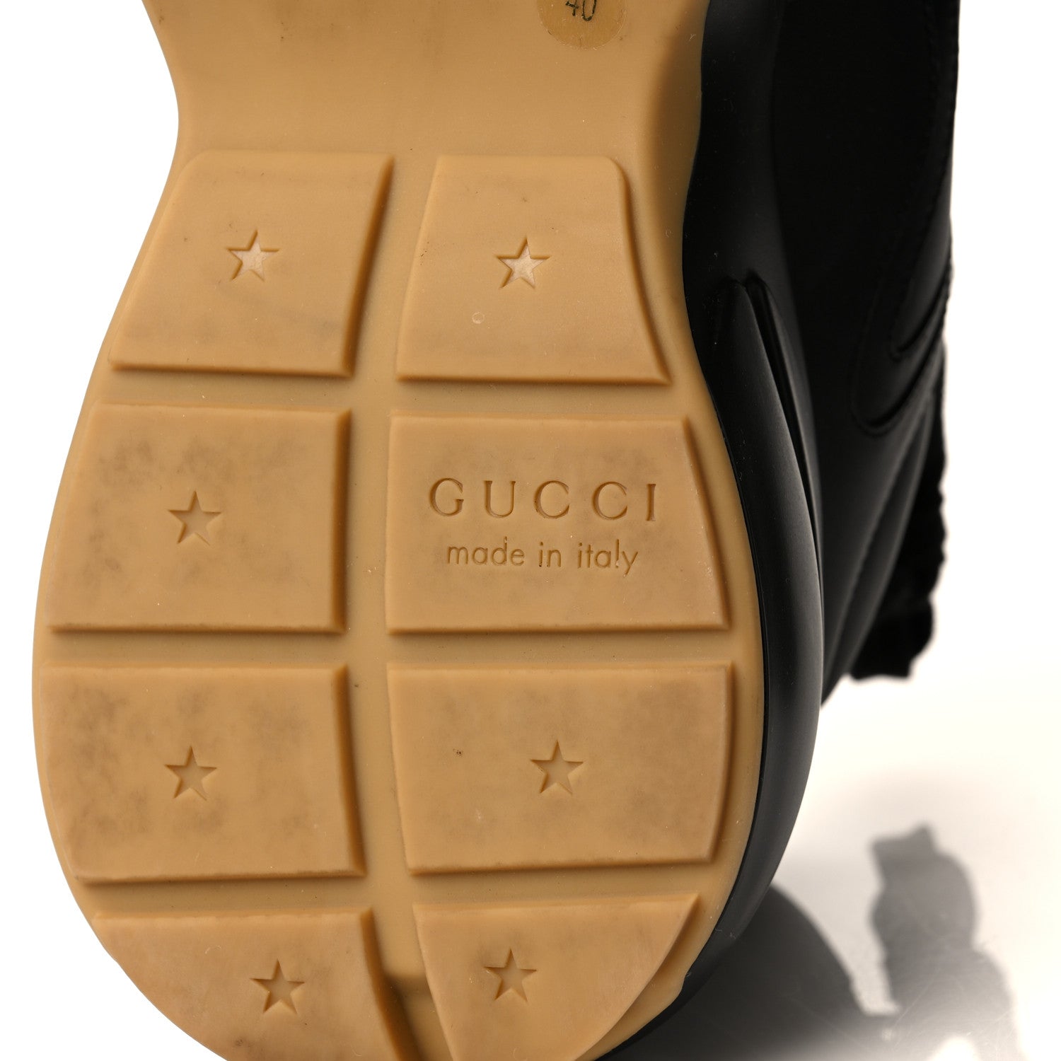 Gucci Calfskin Iridescent Logo Womens Rhyton Sneakers 40 Black 6 of 7