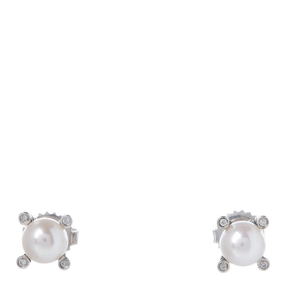 David Yurman Sterling Silver Diamond Pearl 7mm Earrings 1 of 5