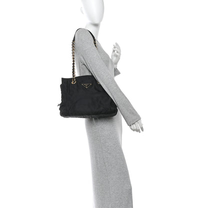 Prada Tessuto Nylon Catena Chain Shoulder Bag Black 2 of 11