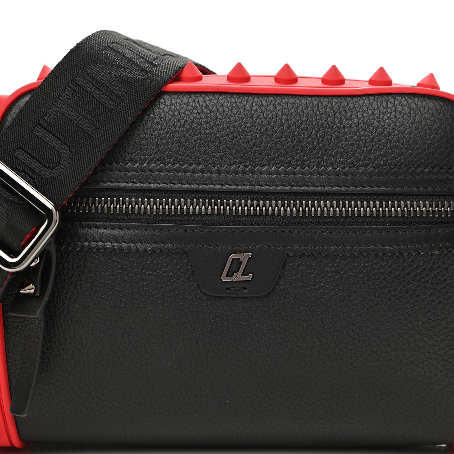 Empire Calfskin Gomme Spikes Loubitown Crossbody Loubi Black
