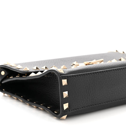 Valentino Garavani Pebbled Calfskin Medium Rockstud Flip Lock Crossbody Bag Black 8 of 9