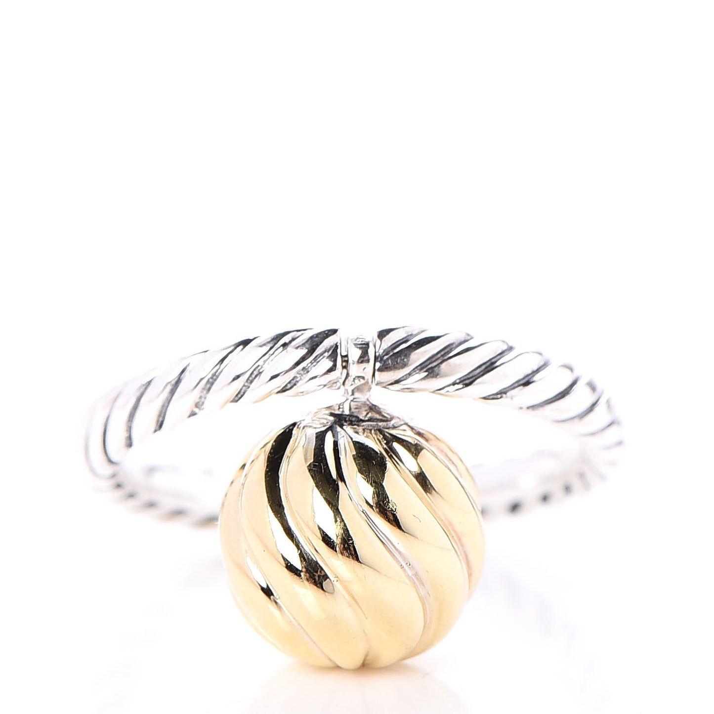 Sterling Silver 18K Yellow Gold 10mm Elements Cable Ball Ring 54 7