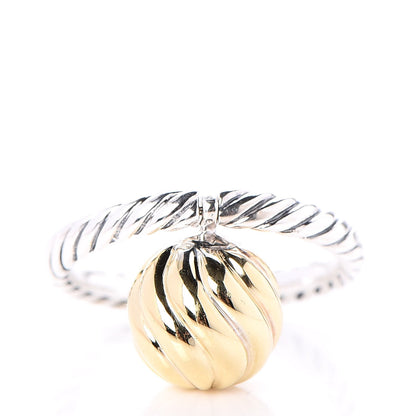 David Yurman Sterling Silver 18K Yellow Gold 10mm Elements Cable Ball Ring 54 7 1 of 5