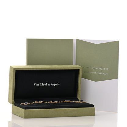Van Cleef & Arpels 18K Yellow Gold Blue Agate 5 Motifs Vintage Alhambra Bracelet 4 of 4