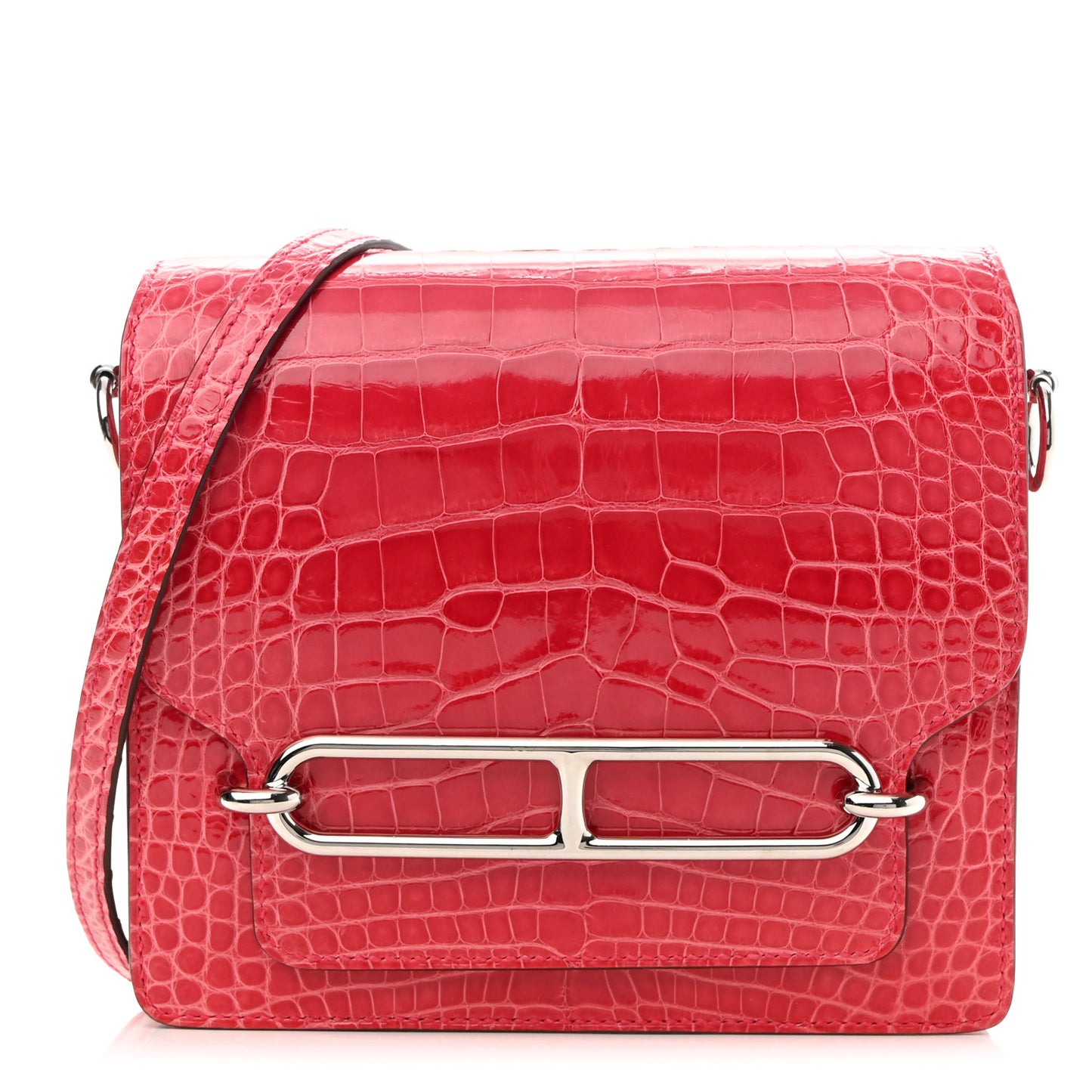 Shiny Alligator Mini Sac Roulis Bougainvillea