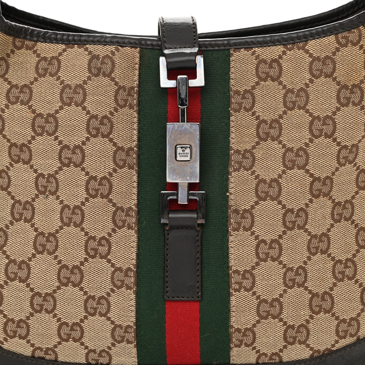 Gucci Monogram Web Jackie O Hobo Dark Brown 8 of 12