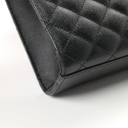 Saint Laurent Grain De Poudre Textured Mixed Matelasse Triquilt Medium Monogram Satchel Black 10 of 15