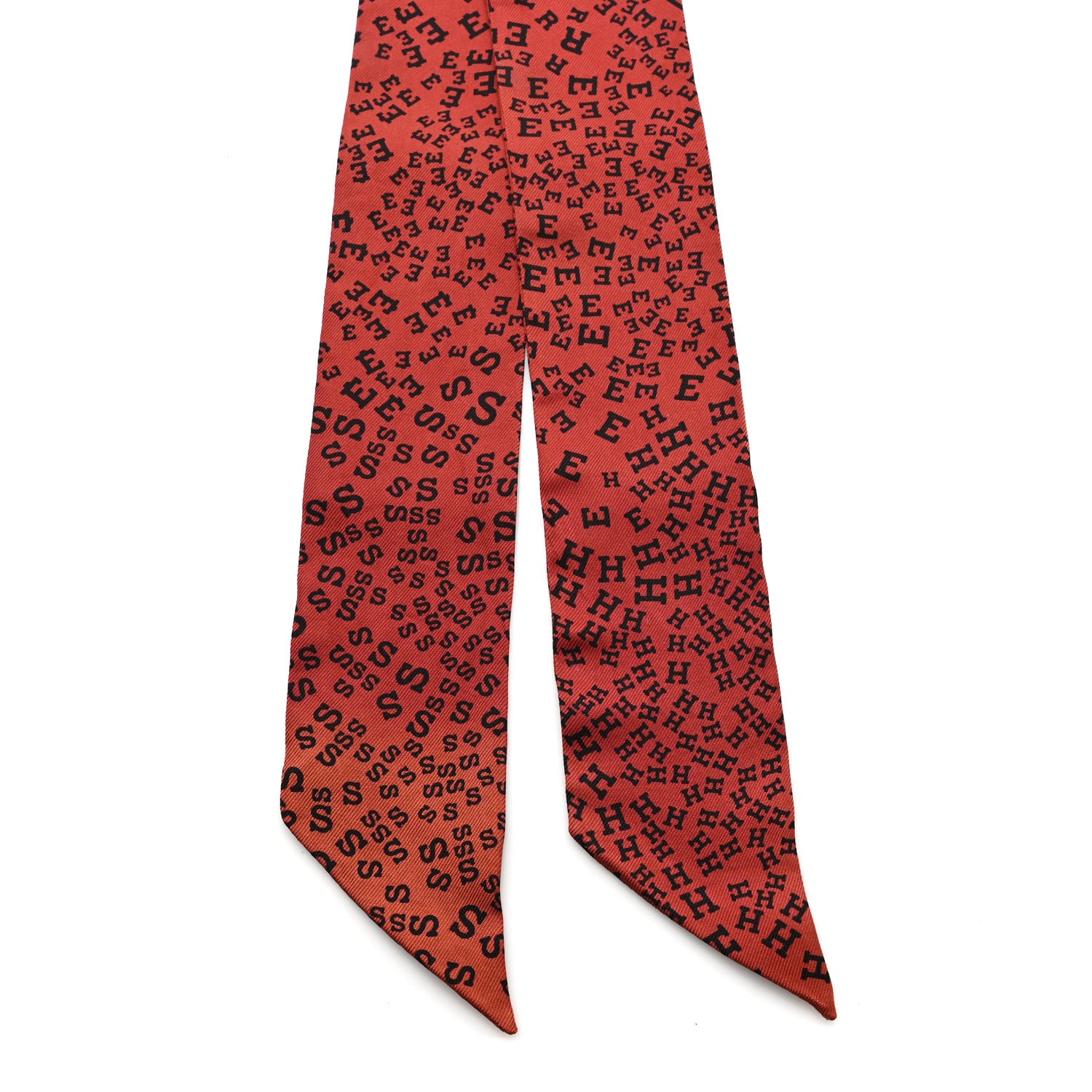 Hermes Silk Scattered Letters Twilly Rouge Black 2 of 3