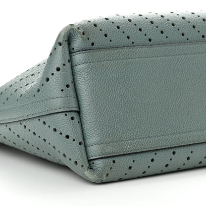 Chanel Perforated Grained Calfskin Small Shopping Tote Green 10 of 16