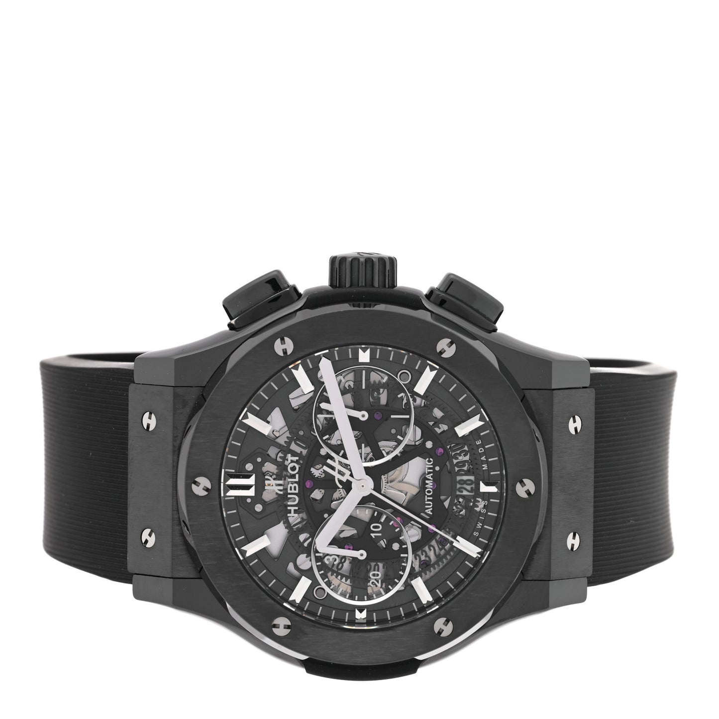 Ceramic Rubber 45mm Classic Fusion Aerofusion Chronograph Automatic Watch Black 525.CM.0170.RX