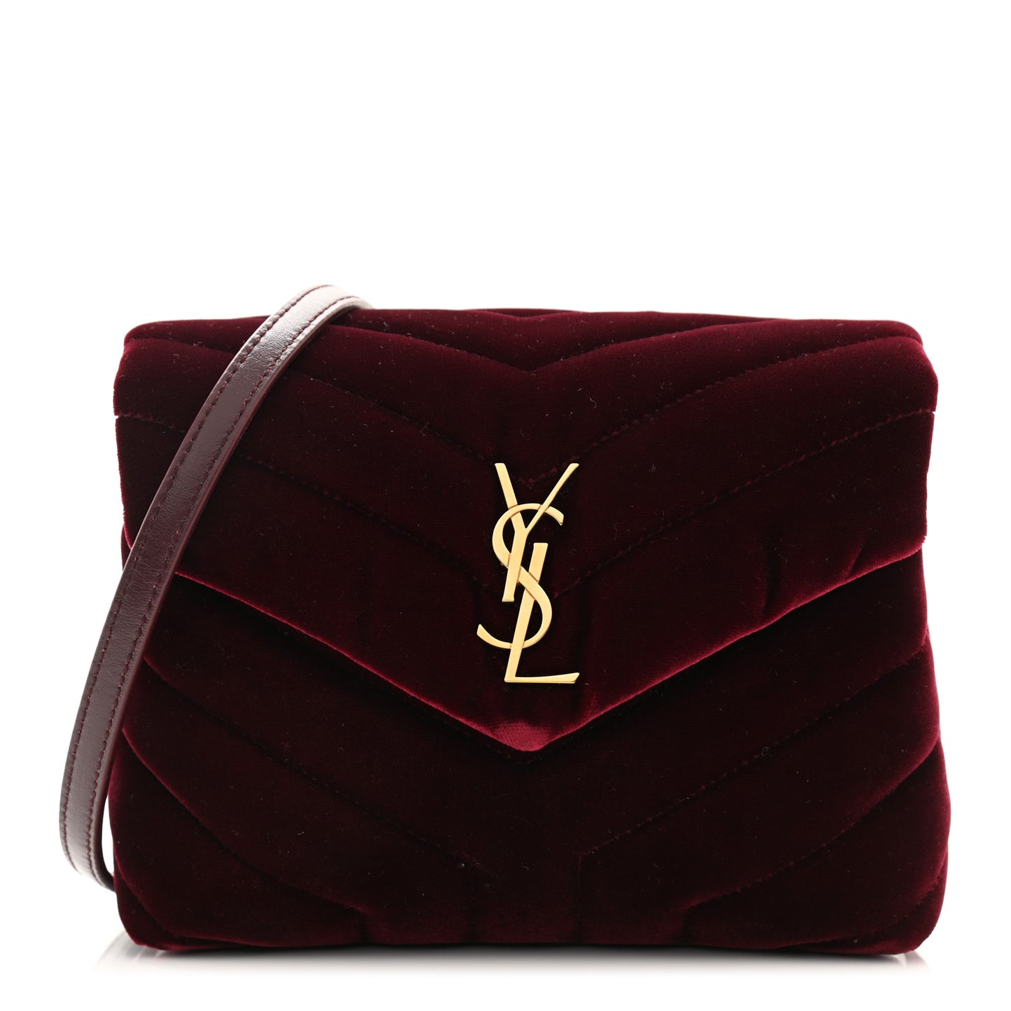 Velvet Y Quilted Monogram Toy Loulou Crossbody Bag French Burgundy