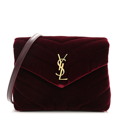Saint Laurent Velvet Y Quilted Monogram Toy Loulou Crossbody Bag French Burgundy 1 of 9