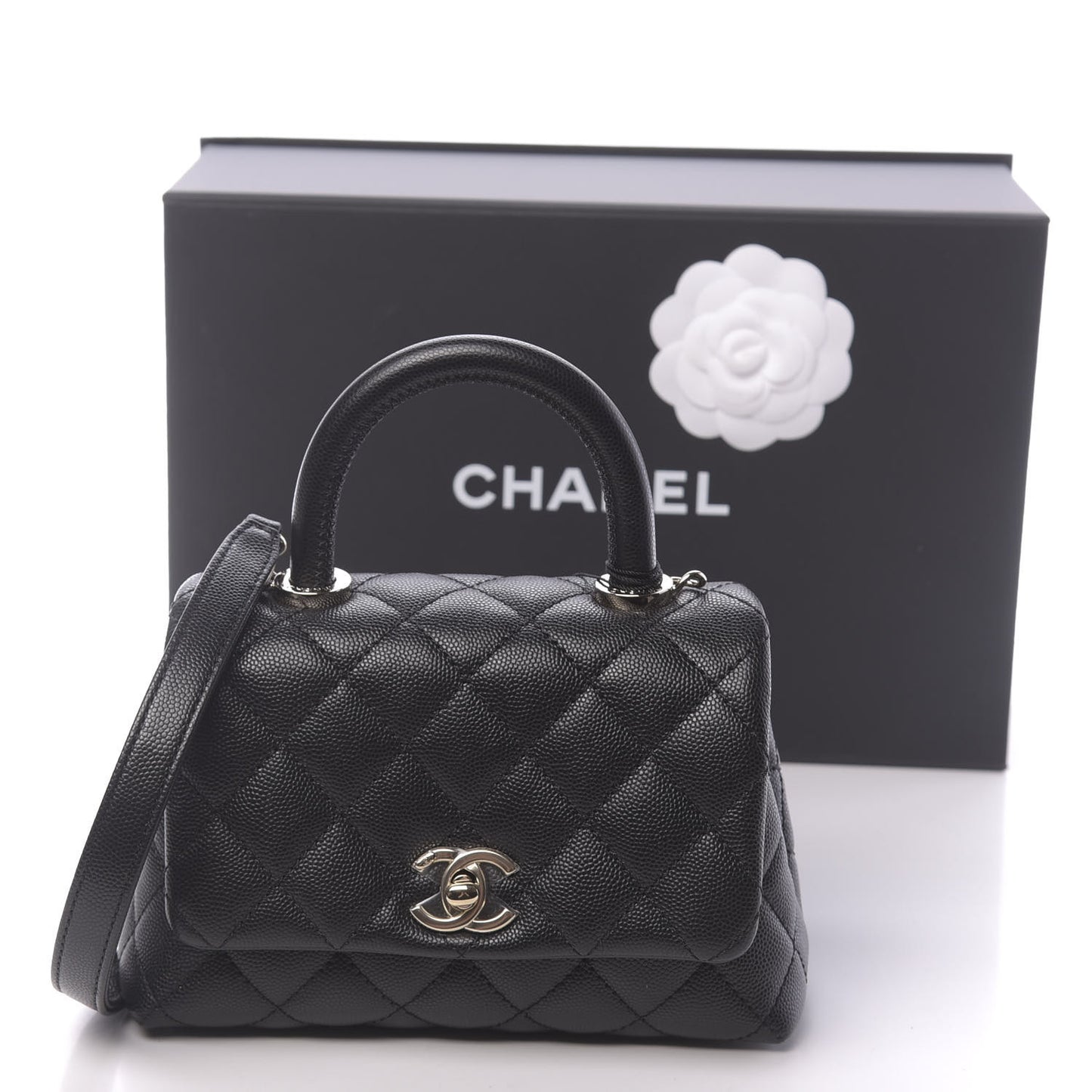 Caviar Quilted Extra Mini Coco Handle Flap Black