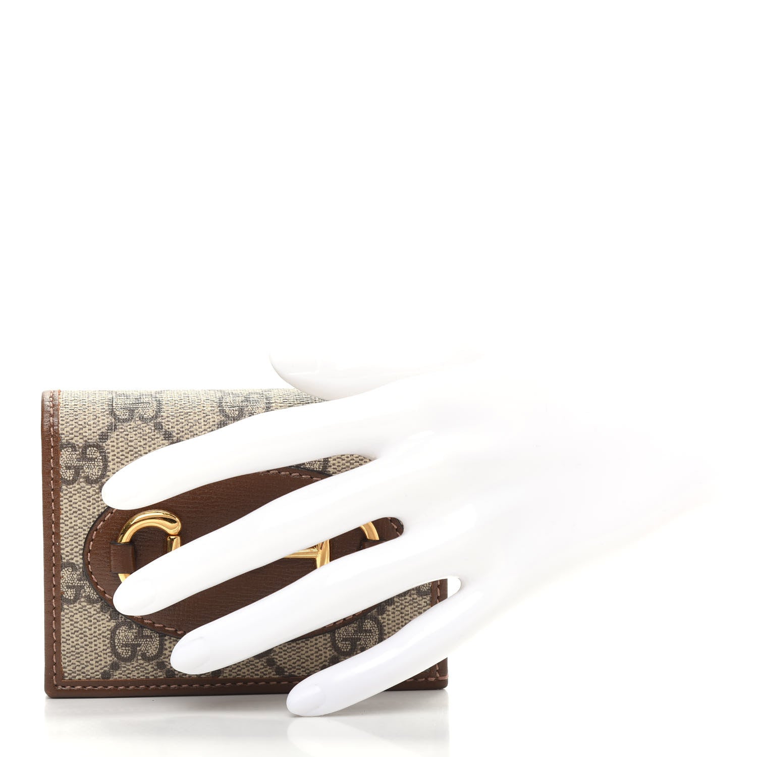 Gucci GG Supreme Monogram Horsebit 1955 Card Case Wallet Beige Ebony Brown Sugar 2 of 10