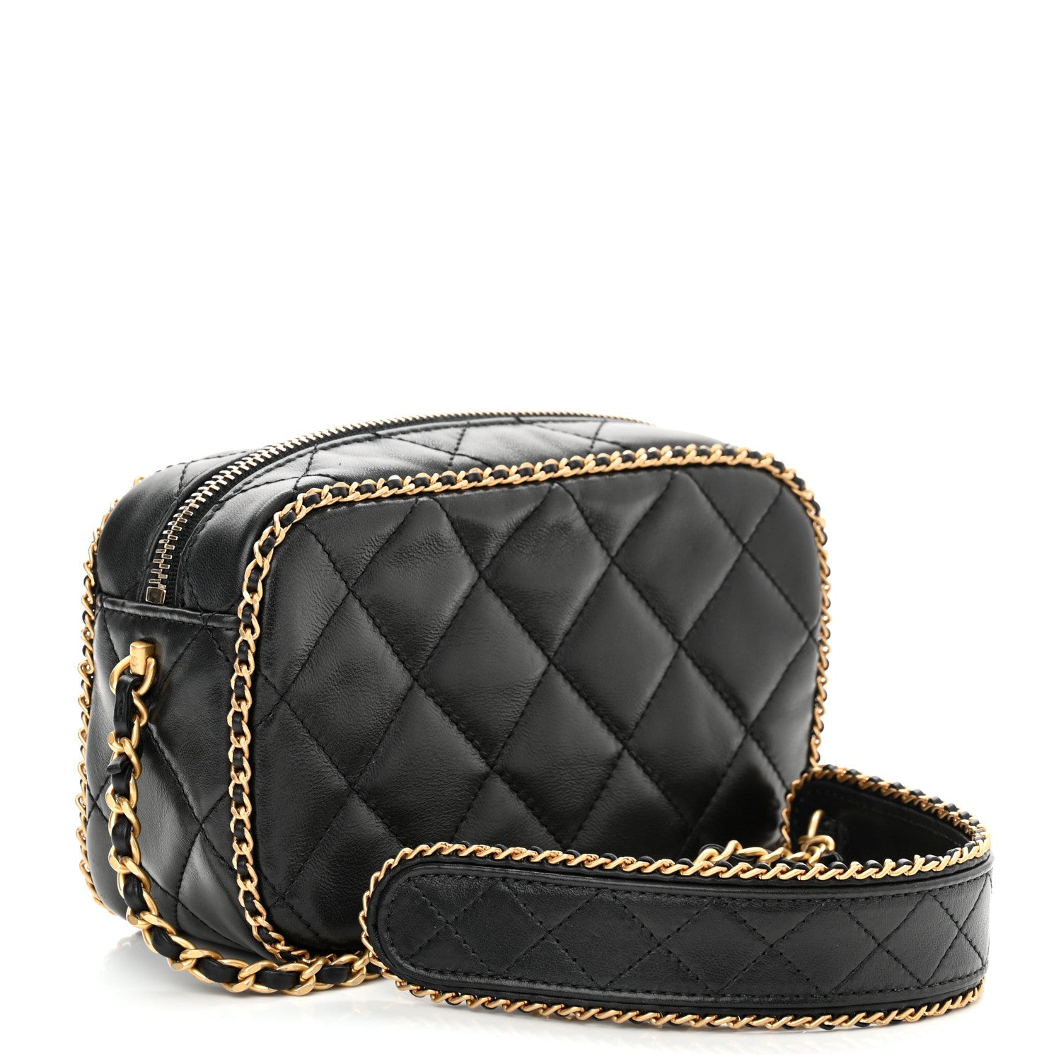 Chanel Lambskin Quilted Chain CC Mini Camera Case Black 3 of 11