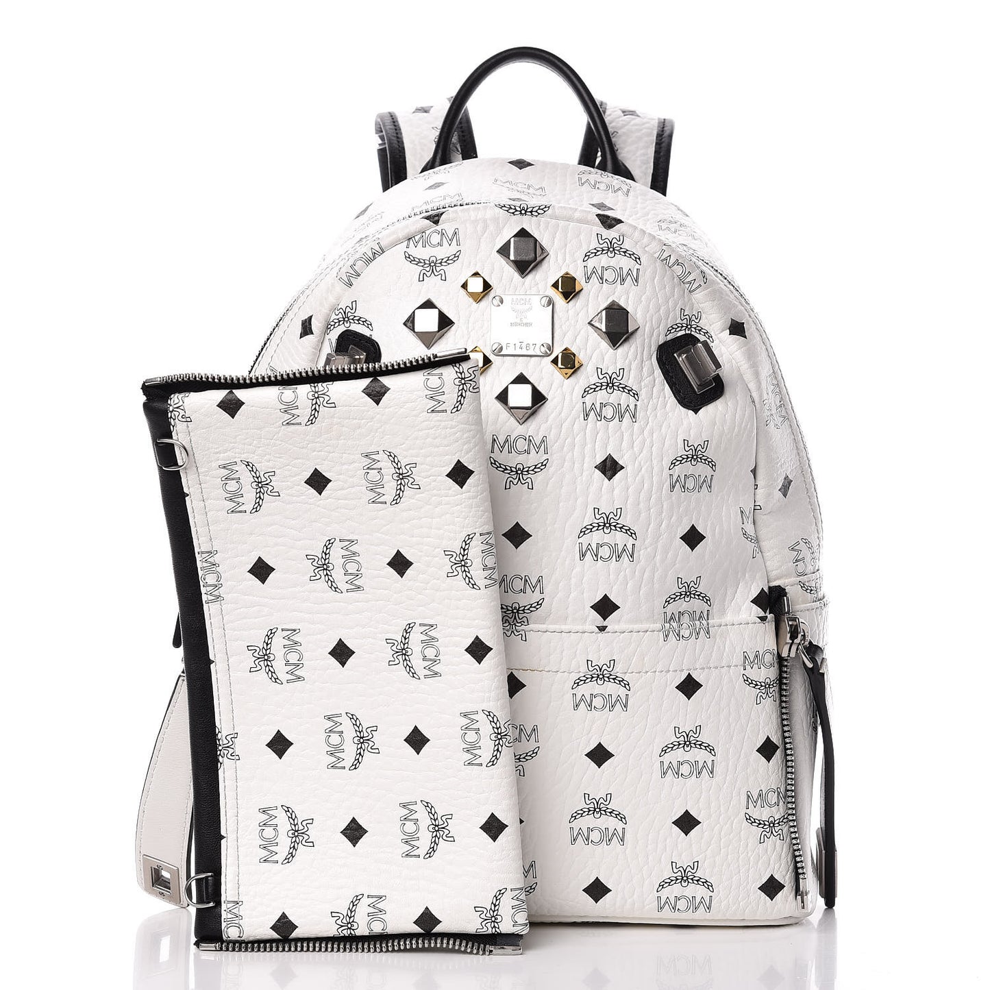 Visetos Studded Small Dual Stark Backpack White
