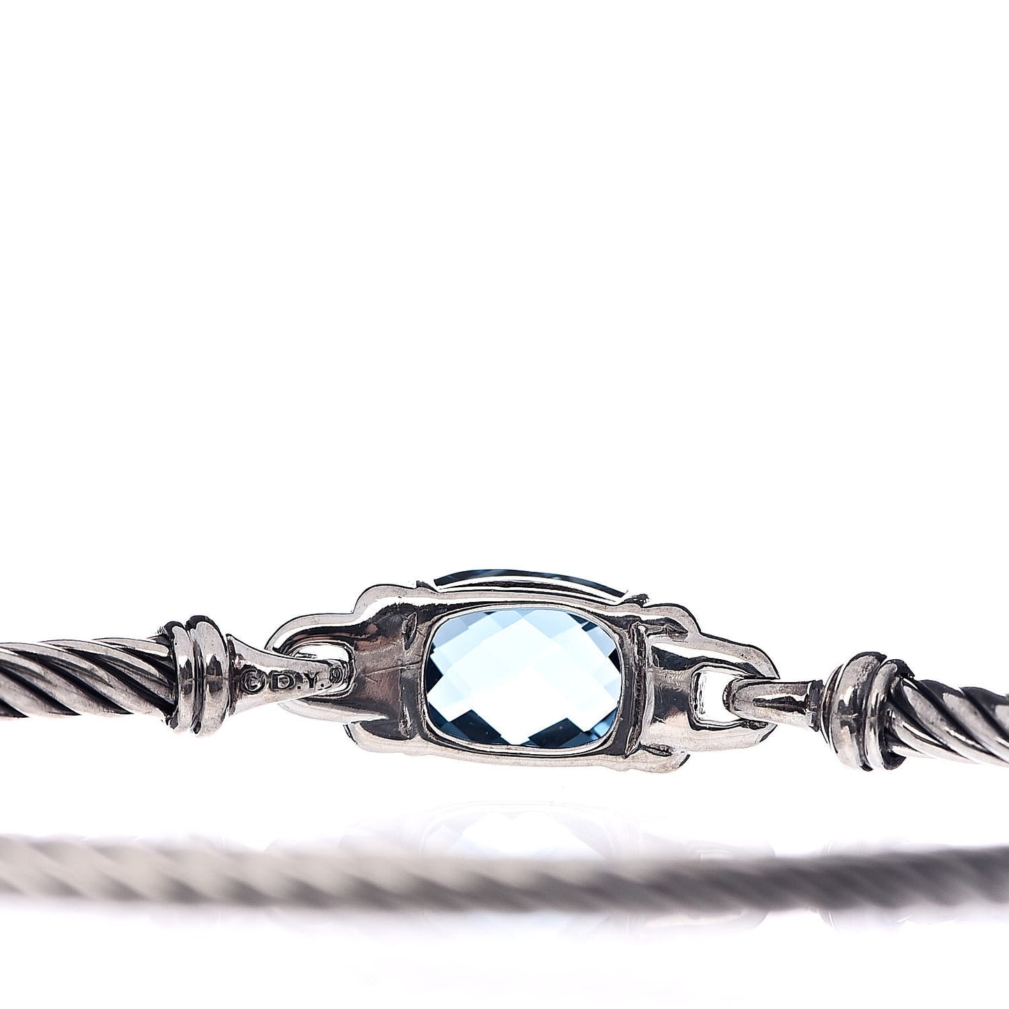 Sterling Silver Diamond Hampton Blue Topaz 3mm Petite Wheaton Bracelet