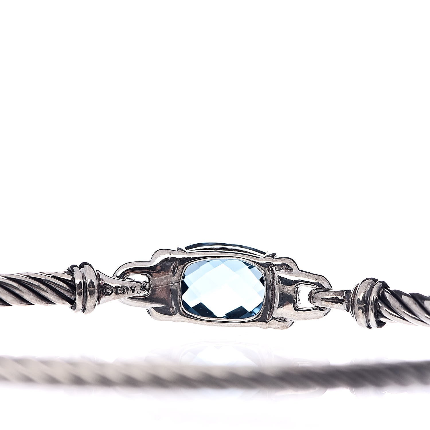 David Yurman Sterling Silver Diamond Hampton Blue Topaz 3mm Petite Wheaton Bracelet 4 of 5