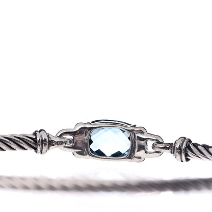 David Yurman Sterling Silver Diamond Hampton Blue Topaz 3mm Petite Wheaton Bracelet 4 of 5