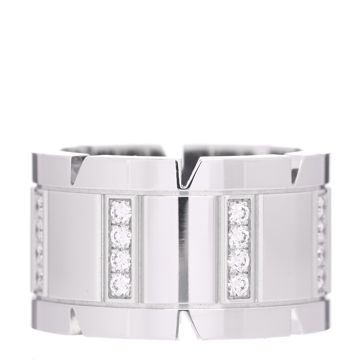 Cartier 18K White Gold Diamond 11mm Tank Francaise Ring 47 4 3 of 4