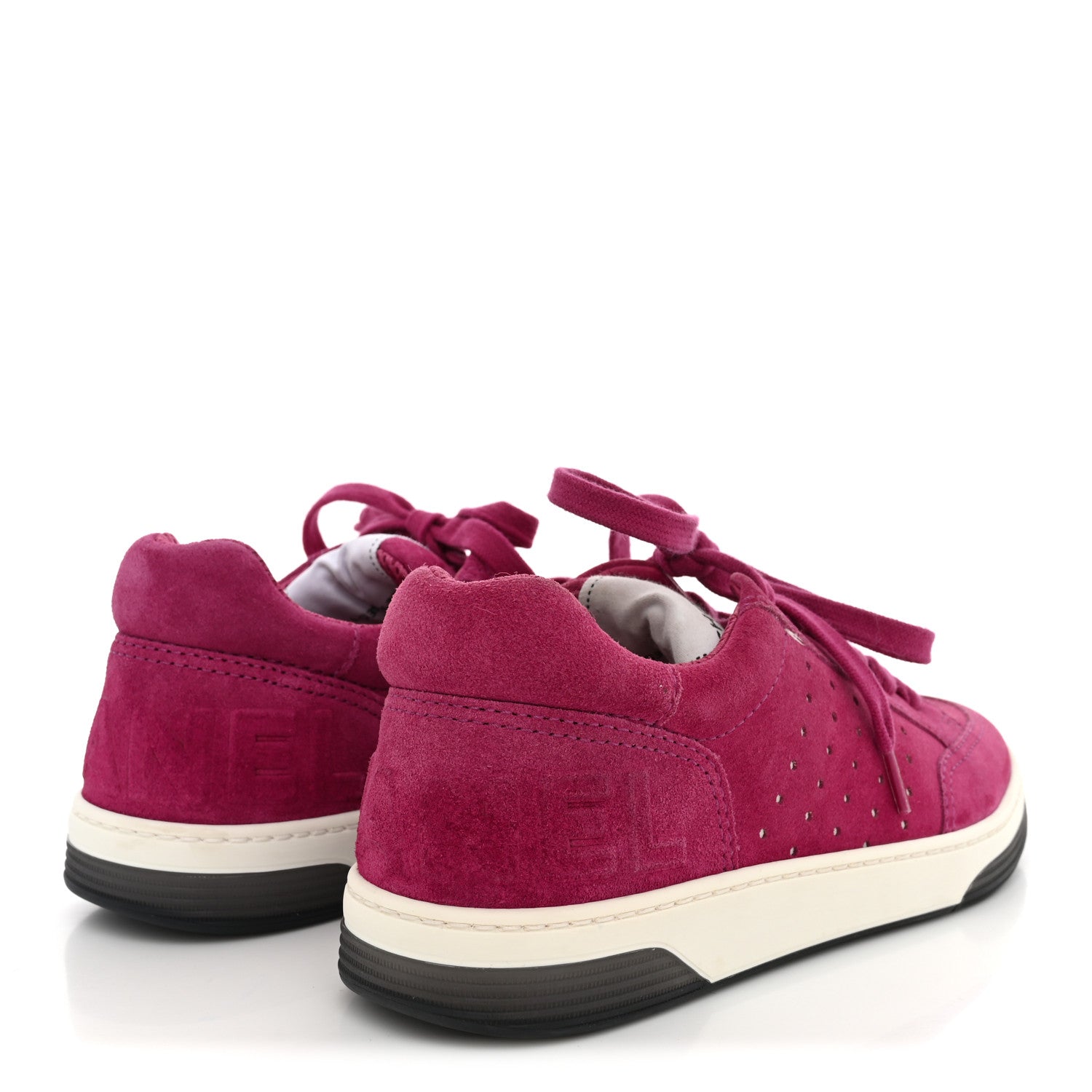 Chanel Suede Calfskin Logo Sneakers 37 Dark Pink 5 of 10