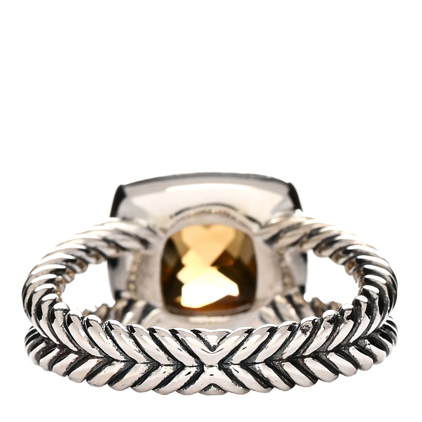 Sterling Silver Diamond Citrine 7mm Petite Albion Ring 52 6