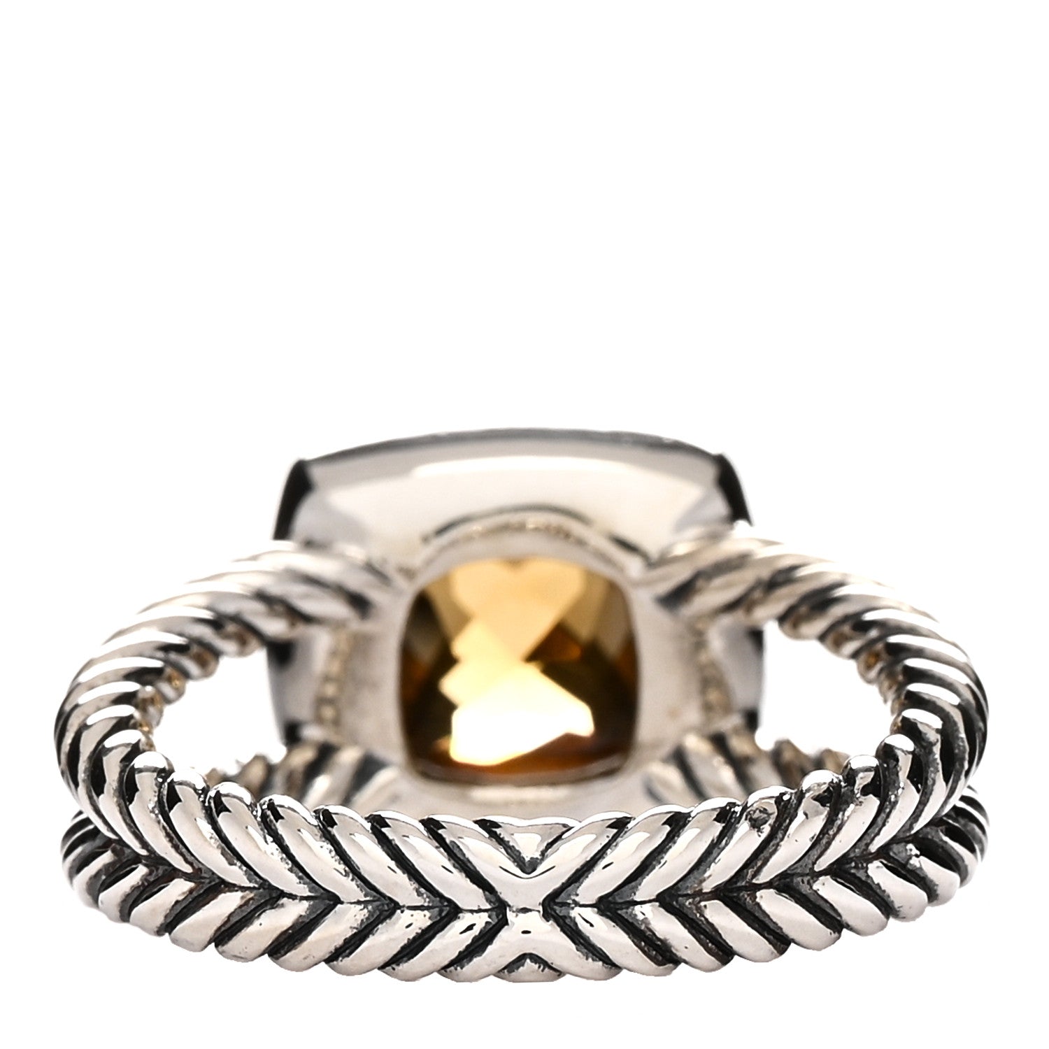David Yurman Sterling Silver Diamond Citrine 7mm Petite Albion Ring 52 6 3 of 4