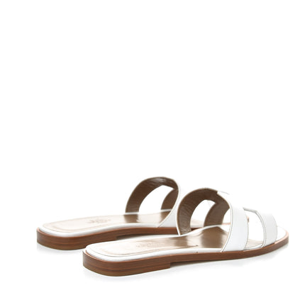 Hermes Box Calfskin Oran Sandals 38.5 White 4 of 9