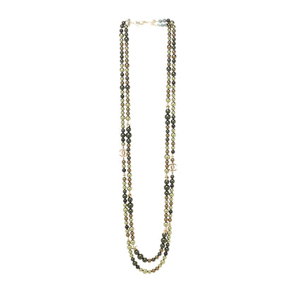 Chanel Pearl Star CC Multi Strand Long Necklace Green Gold 3 of 5