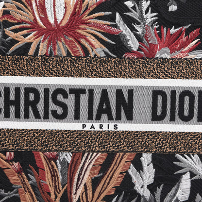 Christian Dior Canvas Embroidered Medium Camouflage Flowers Book Tote Black Multicolor 8 of 11