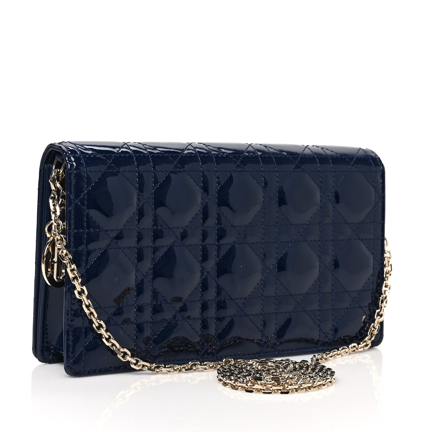 Patent Cannage Lady Dior Convertible Clutch Navy