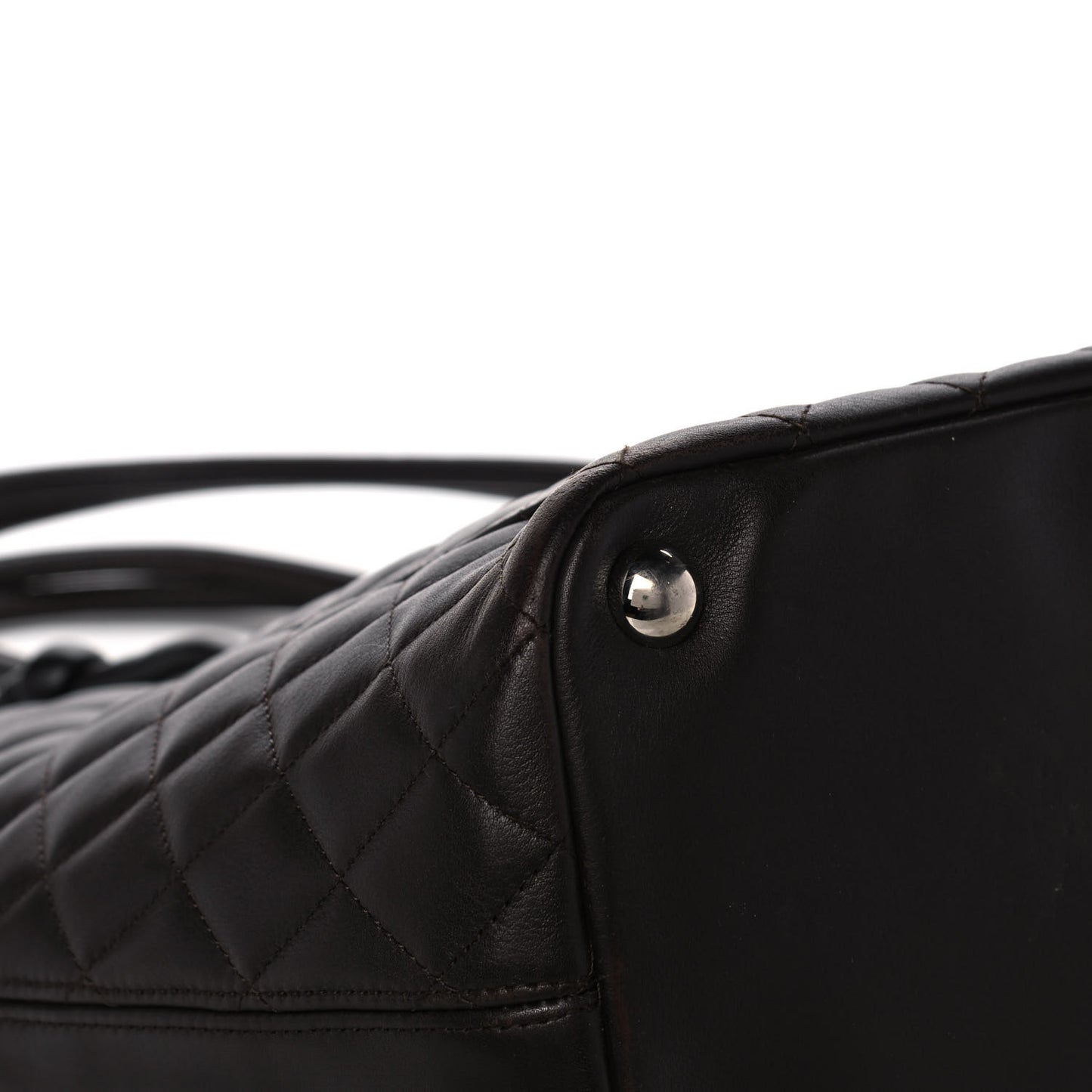 Calfskin Quilted Large Cambon Tote Brown