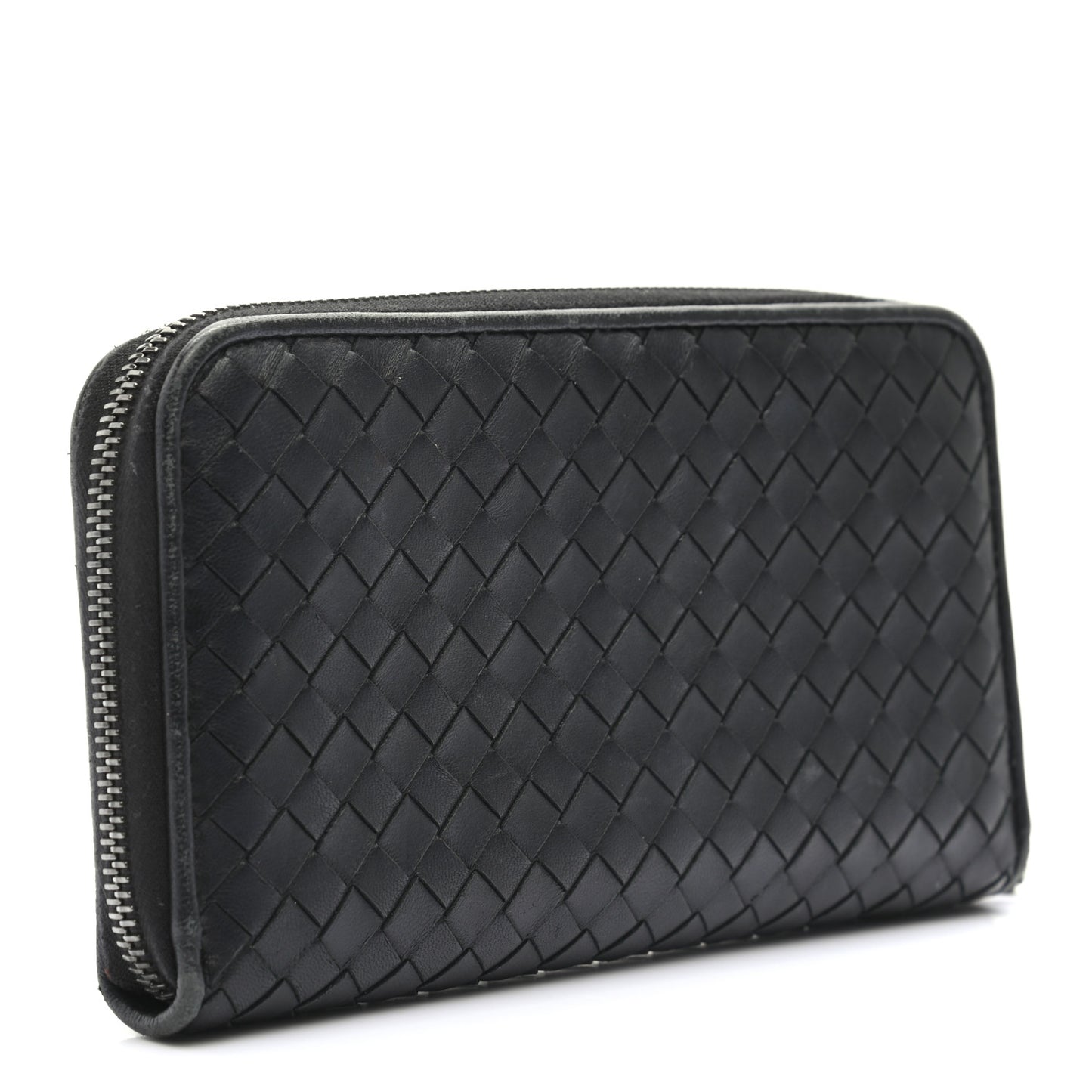 Nappa Intrecciato Zip Around Wallet Black